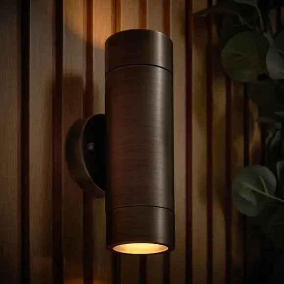 Wren Industrial 2-Light Outdoor Wall Light - Bronze, Brass alternate view