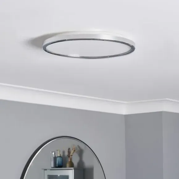 Core Round Flush Ceiling Light with LED Glow - Chrome alternate view