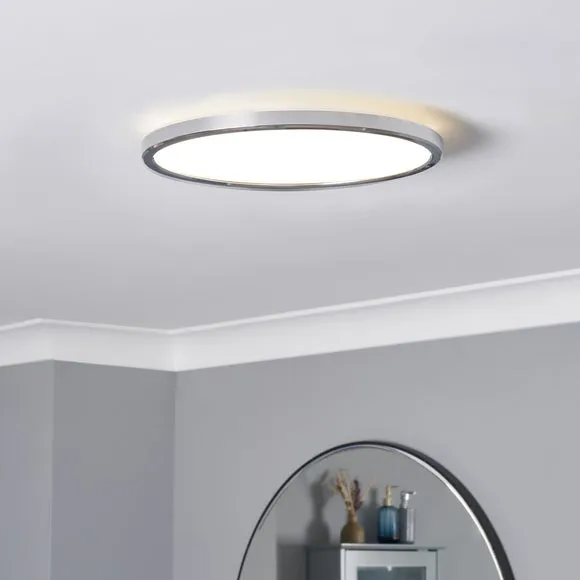 Core Round Flush Ceiling Light with LED Glow - Chrome product