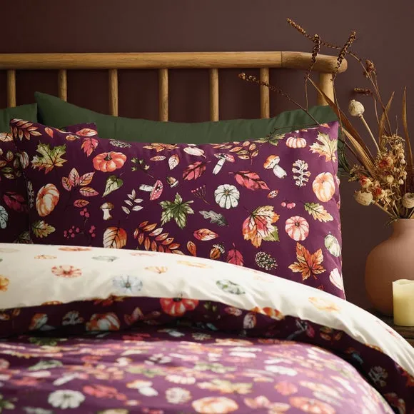 Autumn Pumpkins Duvet Set - Plum Purple, Polycotton alternate view