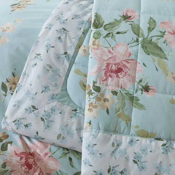 Avebury Floral Reversible Bedspread - Duck Egg Blue, Polycotton alternate view