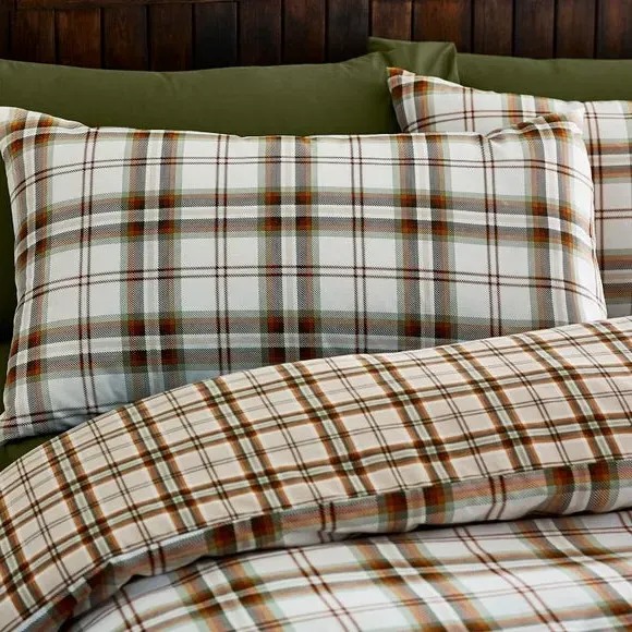Check Duvet Cover Set with Pillowcase - Orange alternate view