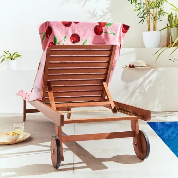 Cherries Sun Lounger Beach Towel - Pink, Cotton alternate view