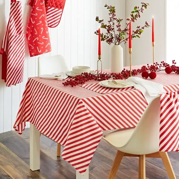 Christmas Candy Cane Tablecloth - Red, Cotton product