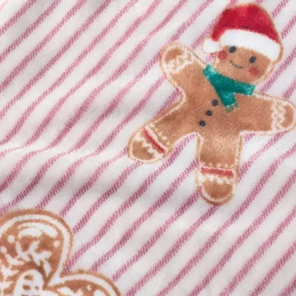 Christmas Gingerbread Stripe Throw Blanket - Natural, Fleece alternate view