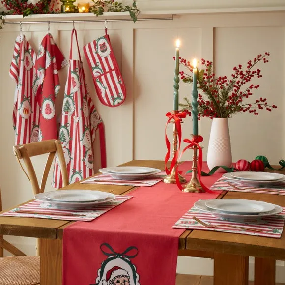 Christmas Vintage Stripe Placemats Pack of 4 - Red, Cotton alternate view