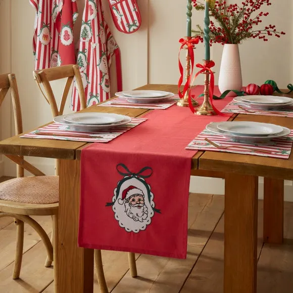 Christmas Vintage Stripe Table Runner - Red, Cotton product