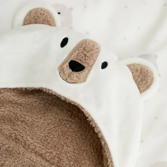 Cosy Bear Hooded Blanket - Natural alternate view