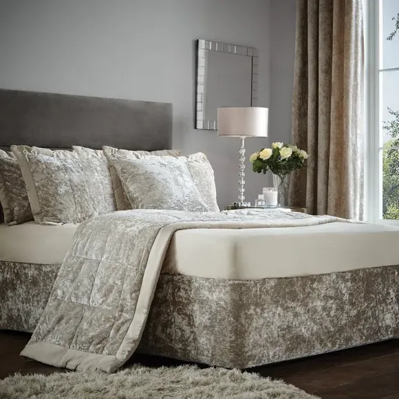 Crushed Velvet Divan Base Bed Wrap - Natural product