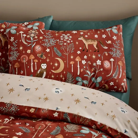 Enchanted Twilight Animals Reversible Duvet Cover Set - Burnt Orange, Polycotton alternate view