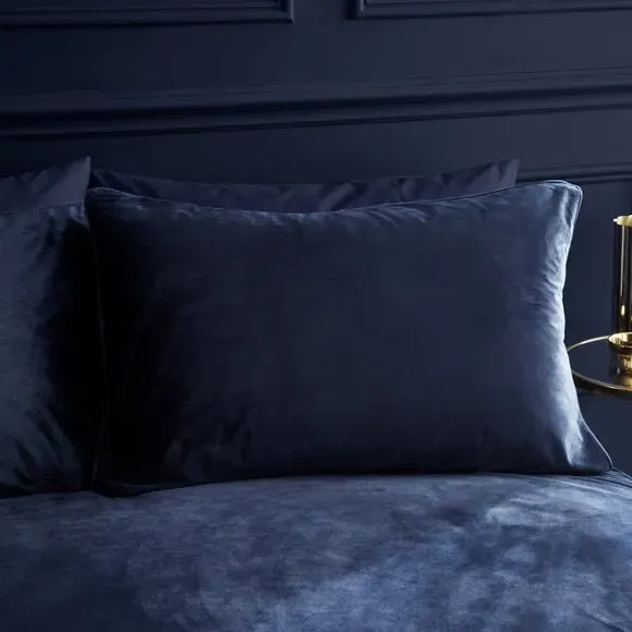 Duvet Cover Set with Pillowcase - Navy, Velvet alternate view