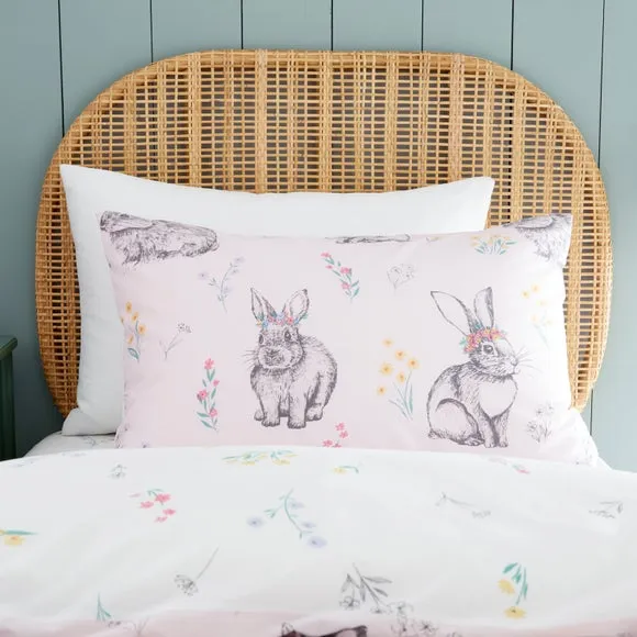 Bunny Tails Ditsy Flowers Duvet Cover and Pillowcase Set - Pink alternate view