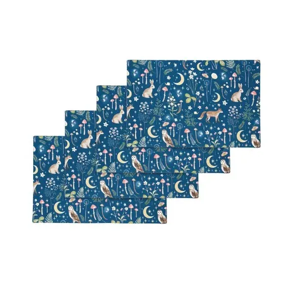 Enchanted Twilight Set of 4 Placemats - Navy Blue, Cotton alternate view
