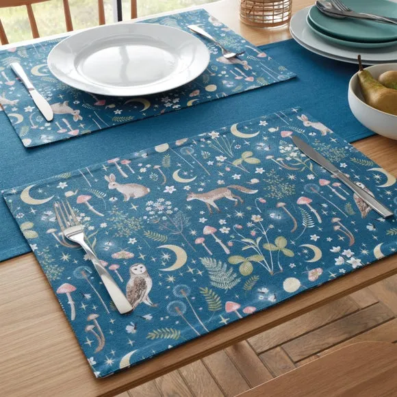 Enchanted Twilight Set of 4 Placemats - Navy Blue, Cotton product