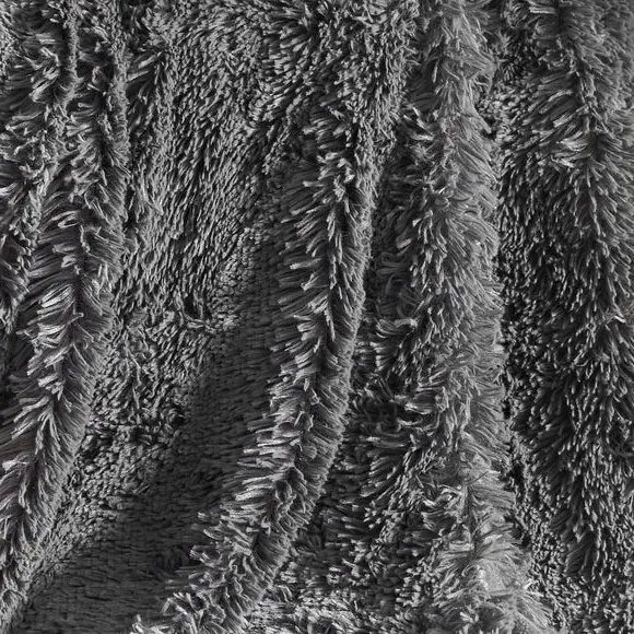Faux Fur Throw Blanket - Charcoal Grey, Fleece Reverse alternate view