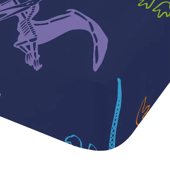 Prehistoric Dinosaurs Fitted Sheet - Blue, Polycotton alternate view