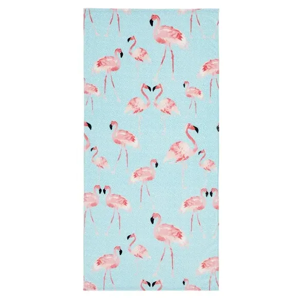 Flamingo Beach Towel - Blue, Cotton product