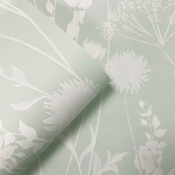 Floral Wallpaper with Matte Finish - Green alternate view