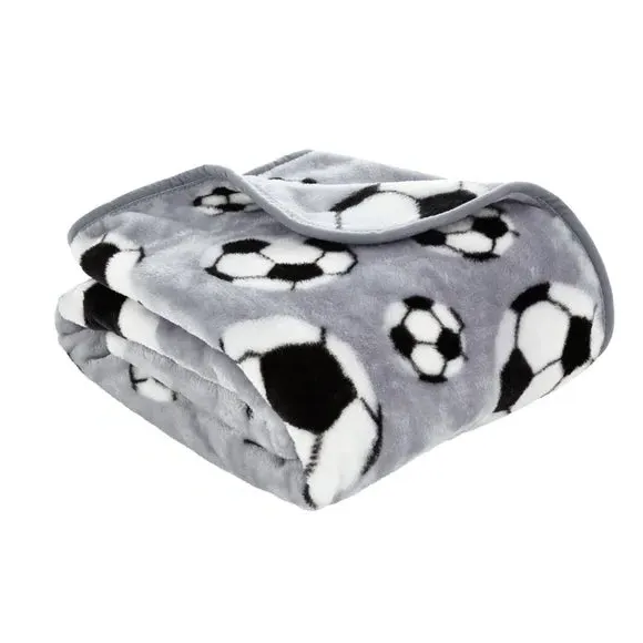 Football Print Blanket - Grey alternate view