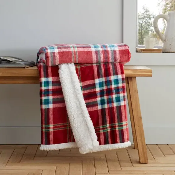Kelso Check Throw Blanket - Red, Polyester product