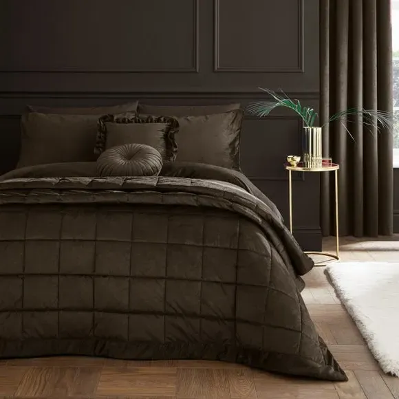 Kingsley Quilted Bedspread - Chocolate, Velvet product