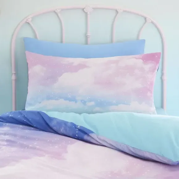 Rainbow Ombre Clouds Duvet Cover and Pillowcase Set - Multicolor, Polycotton alternate view