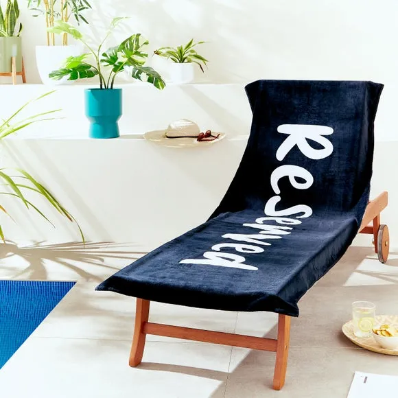 Reserved Cotton Beach Towel with Lounger Hood - Black product
