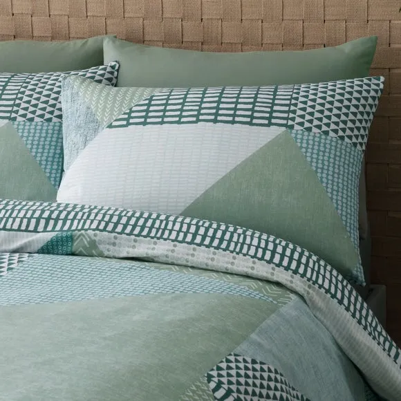 Reversible Duvet Cover Set - Green, Polycotton alternate view