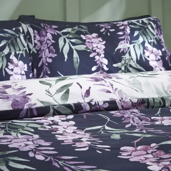 Reversible Duvet Cover Set - Purple, Polycotton alternate view