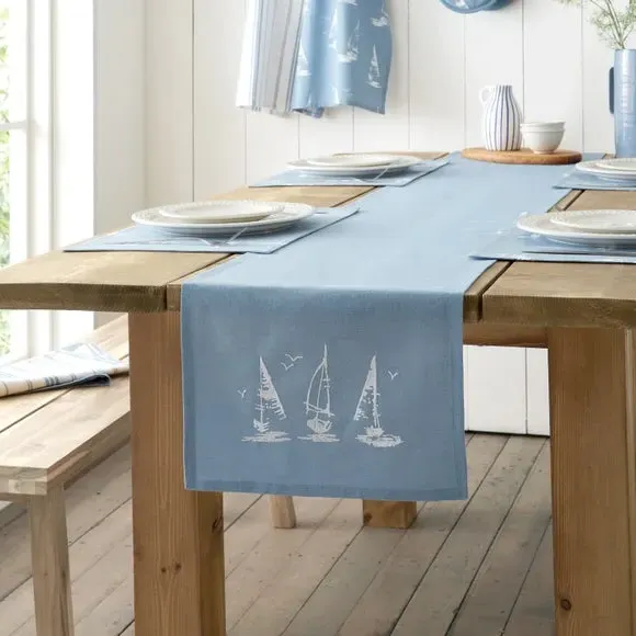 Salcombe Boats Table Runner - Blue, Cotton product