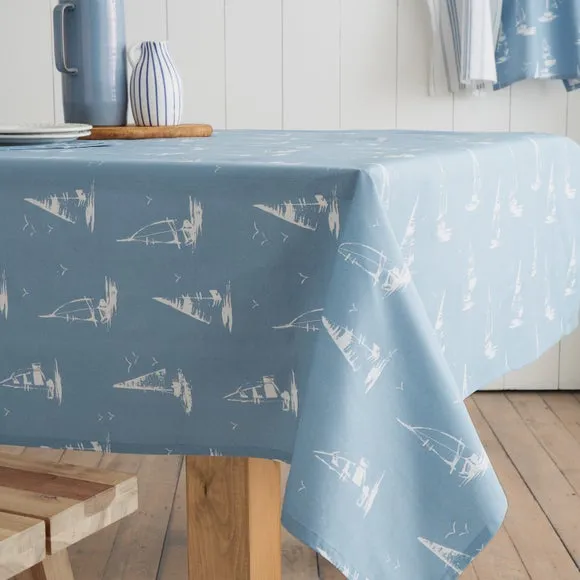 Salcombe Boats Tablecloth - Blue, Cotton alternate view
