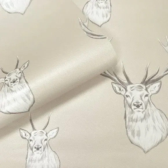 Stag Wallpaper with Matte Finish - Cream alternate view