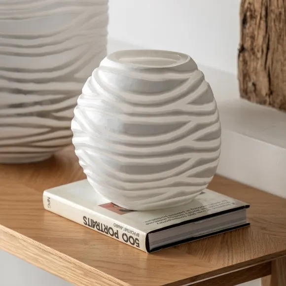 Andorra Hand Blown Carved Glass Vase - White product