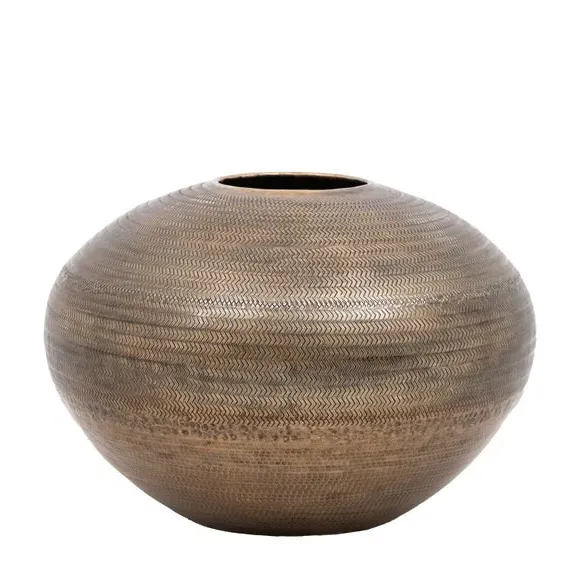 Arrow Wide Aluminium Vase - Antique Brass