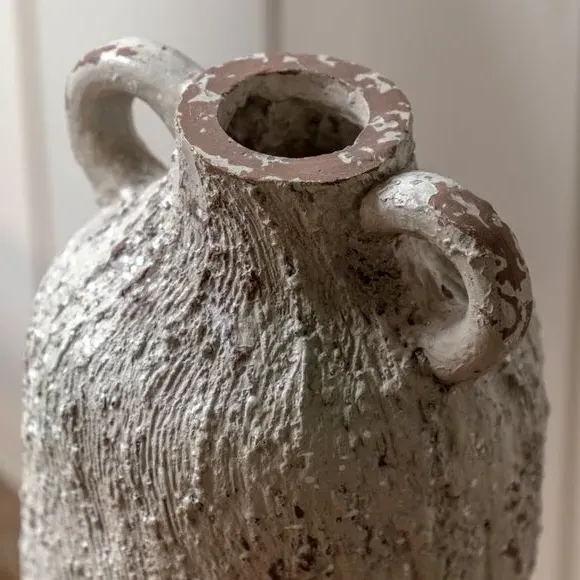 Awaroa Urn Vase with Handles - Stone White, Metal alternate view