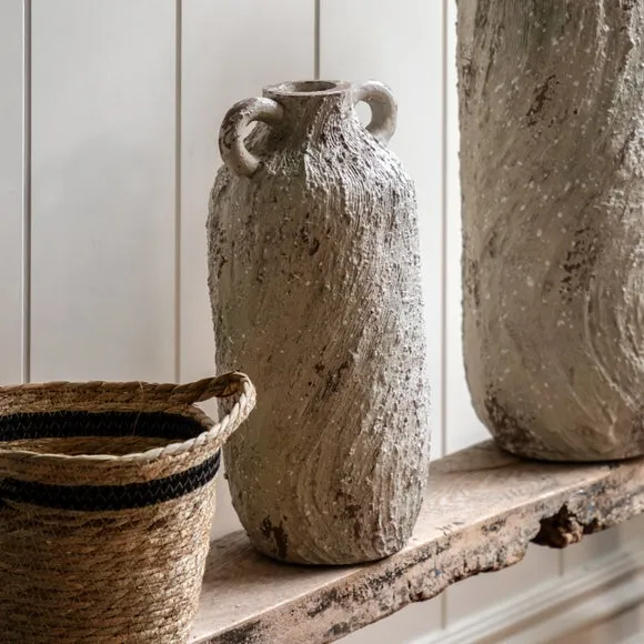Awaroa Urn Vase with Handles - Stone White, Metal product