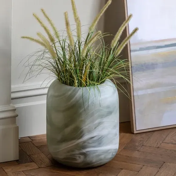 Caldeira Hand Blown Glass Wide Vase - Sage Green product
