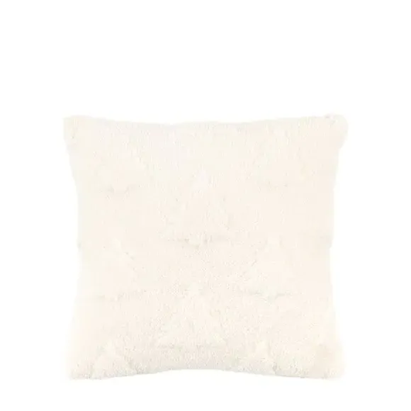 Christmas Tree Embossed Sherpa Square Cushion - Cream alternate view