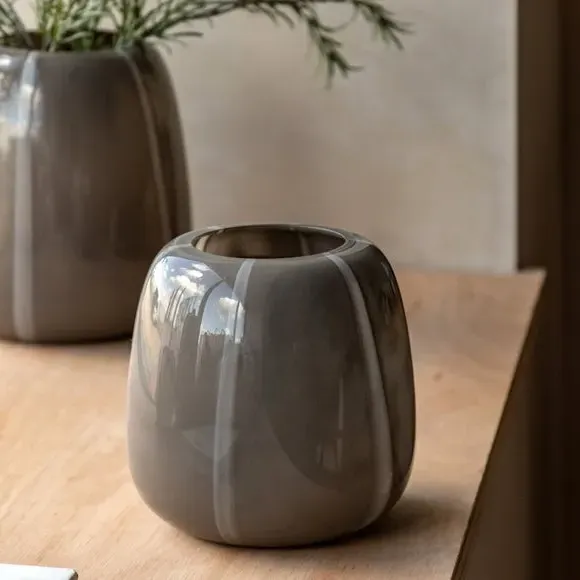 Claro Stripe Glass Vase - Taupe product