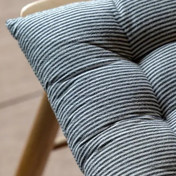 Harrington Woven Stripe Seat Pad - Blue, Polycotton alternate view