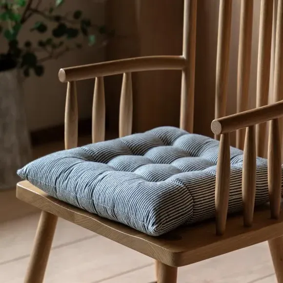 Harrington Woven Stripe Seat Pad - Blue, Polycotton product