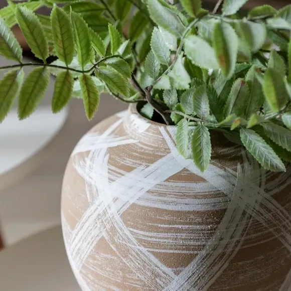 Hurne Reactive Striped Stoneware Vase - Brown alternate view