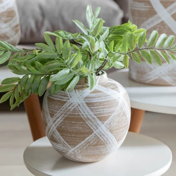 Hurne Reactive Striped Stoneware Vase - Brown product