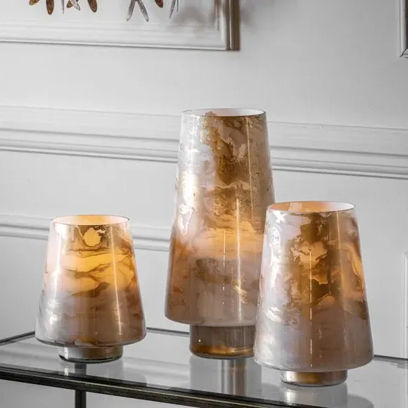 Streaked Hurricane Candle Holder - Gold, Glass alternate view