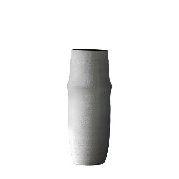 Larson Bamboo-Inspired Vase - White, Ceramic