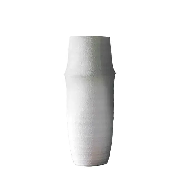 Larson Bamboo-Inspired Vase - White, Ceramic