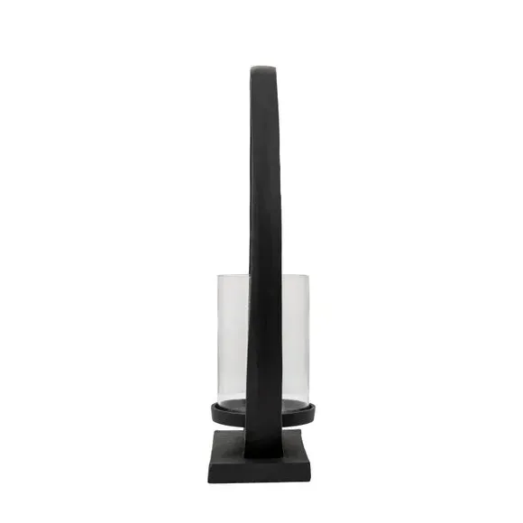 Saline Loop Glass Cylinder Lantern - Black alternate view