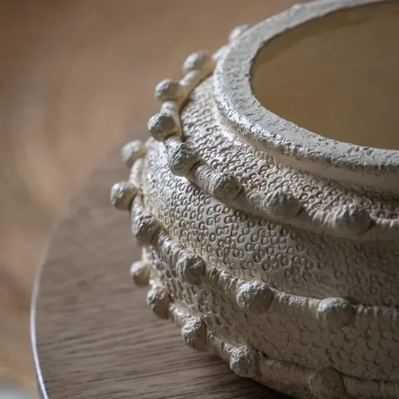 Namibia Textured Bowl Vase - Cream, Metal alternate view
