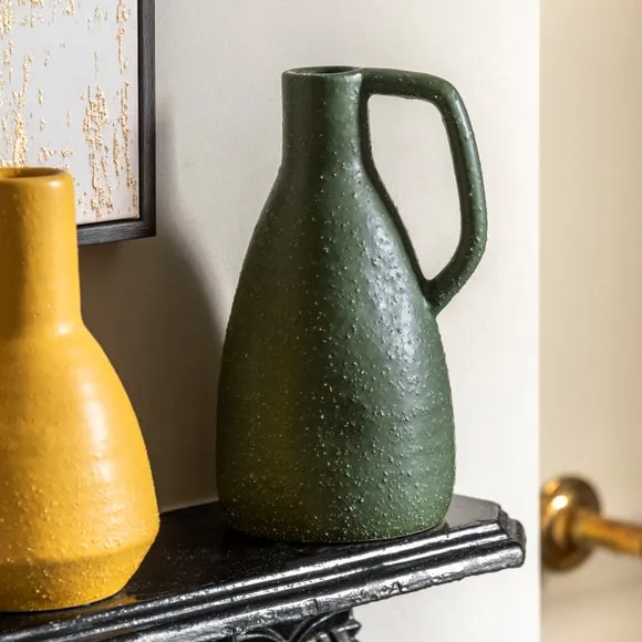 Ojal Eye-Shaped Ceramic Vase - Olive Green product