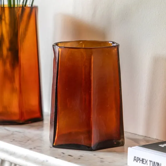 Organic Faceted Hurricane Vase - Amber, Glass product